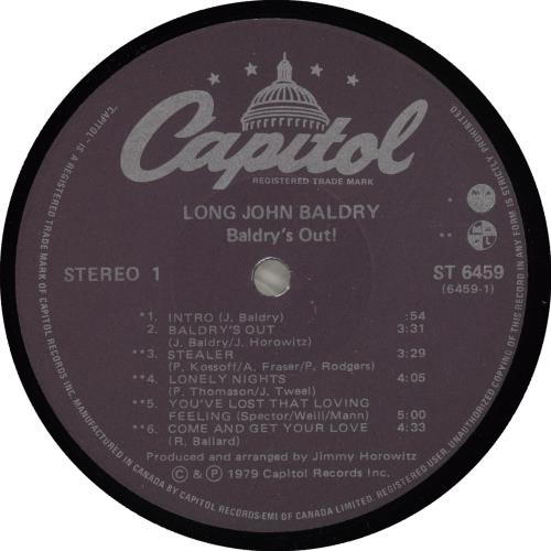 Long John Baldry Baldry's Out! vinyl LP album (LP record) Canadian JBALPBA714008