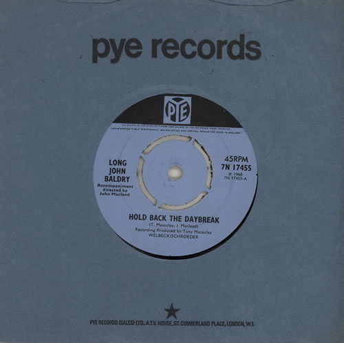 Long John Baldry Hold Back The Daybreak 7" vinyl single (7 inch record / 45) UK JBA07HO570422