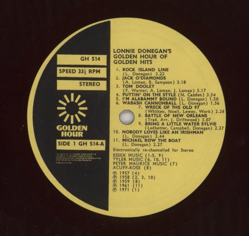 Lonnie Donegan Golden Hour Of Golden Hits vinyl LP album (LP record) UK LD3LPGO562040