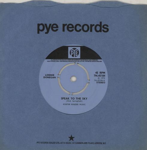 Lonnie Donegan Speak To The Sky 7" vinyl single (7 inch record / 45) UK LD307SP759435