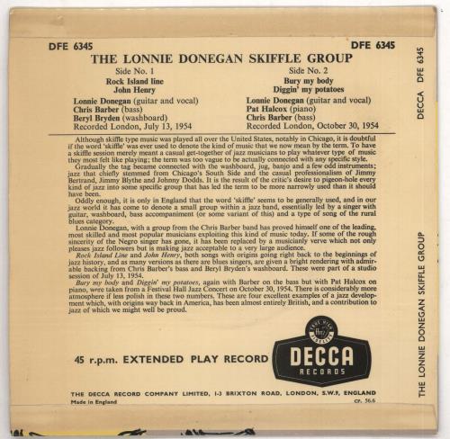 Lonnie Donegan The Lonnie Donegan Skiffle Group 7" vinyl single (7 inch record / 45) UK LD307TH548862