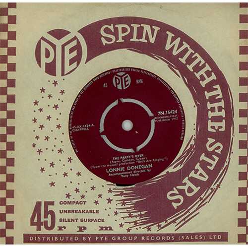 Lonnie Donegan The Party's Over 7" vinyl single (7 inch record / 45) UK LD307TH406751