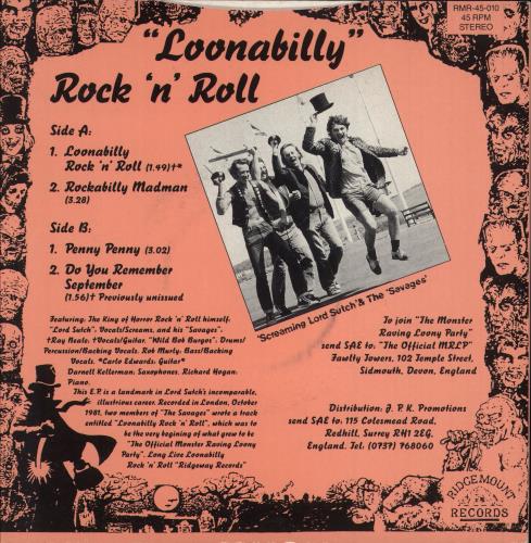 Lord Sutch Loonabilly 7" vinyl single (7 inch record / 45) UK LSU07LO745455