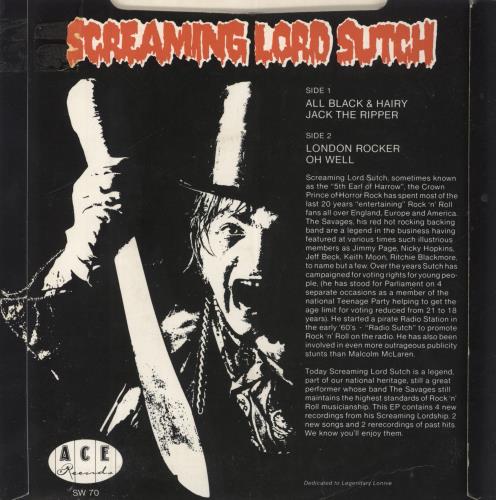 Lord Sutch Screaming Lord Sutch EP 7" vinyl single (7 inch record / 45) UK LSU07AL243157