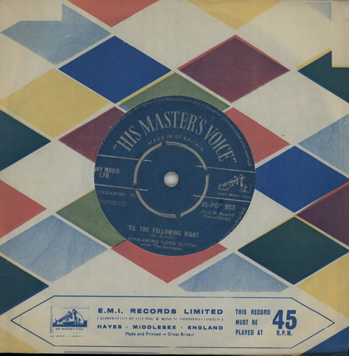 Lord Sutch 'Til The Following Night 7" vinyl single (7 inch record / 45) UK LSU07TI572027