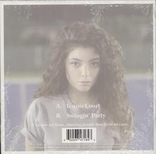 Lorde Tennis Court - Sealed 7" vinyl single (7 inch record / 45) US L7R07TE887745