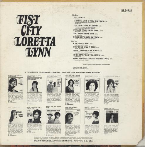 Loretta Lynn Fist City vinyl LP album (LP record) US LAYLPFI875745