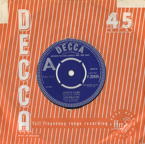 Los Bravos I Don't Care 7" vinyl single (7 inch record / 45) UK LO-07ID548197