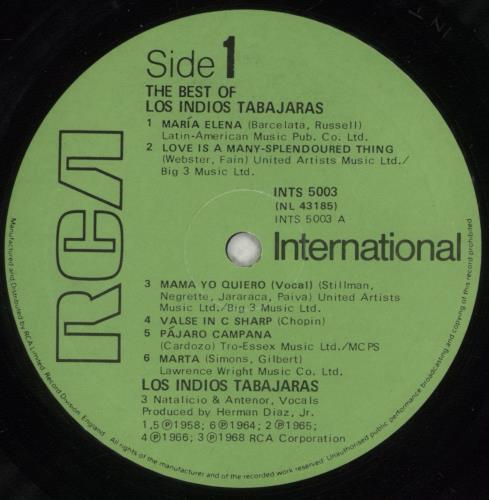 Los Indios Tabajaras The Best Of vinyl LP album (LP record) UK LOTLPTH855945