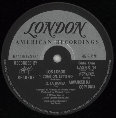 Los Lobos Come On, Let's Go - Promo 12" vinyl single (12 inch record / Maxi-single) UK LOS12CO877326