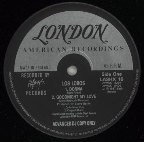 Los Lobos Donna - Promo 12" vinyl single (12 inch record / Maxi-single) UK LOS12DO877329