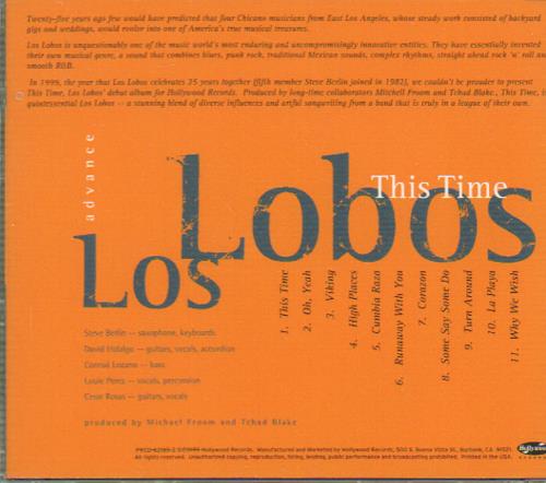 Los Lobos This Time CD album (CDLP) US LOSCDTH149237
