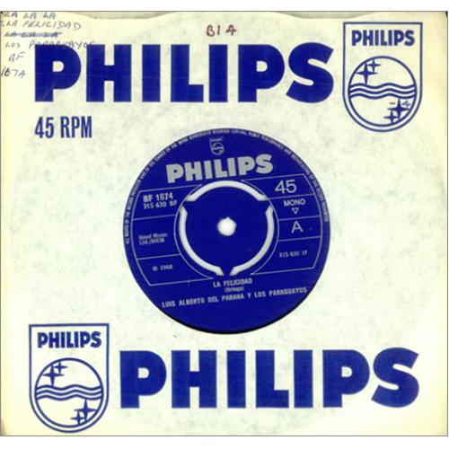Los Paraguayos La Felicidad 7" vinyl single (7 inch record / 45) UK LEQ07LA420889