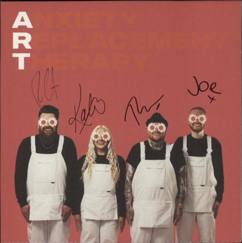 Lottery Winners Anxiety Replacement Therapy - Pink Vinyl - Autographed vinyl LP album (LP record) UK 4SULPAN876705