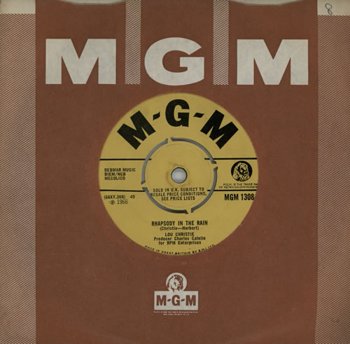 Lou Christie Rhapsody In The Rain 7" vinyl single (7 inch record / 45) UK LUQ07RH570563