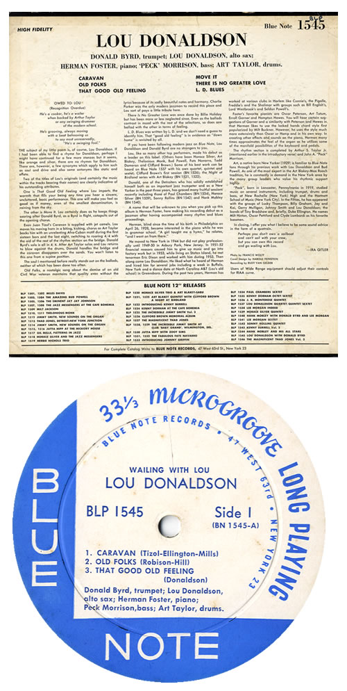 Lou Donaldson Wailing With Lou - West 63rd - DG vinyl LP album (LP record) US LD0LPWA556657