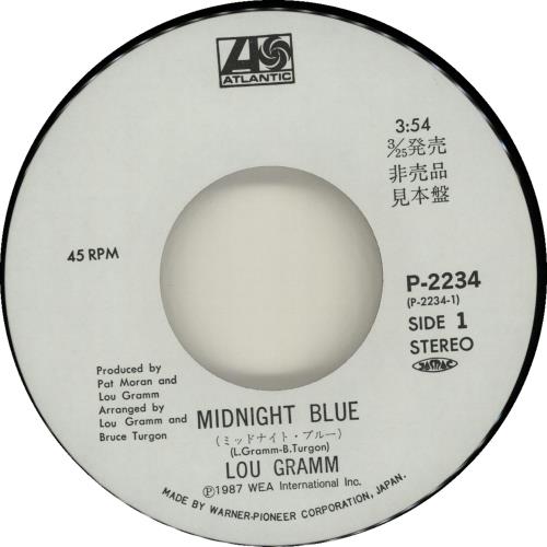 Lou Gramm Midnight Blue - White label 7" vinyl single (7 inch record / 45) Japanese LGR07MI655622