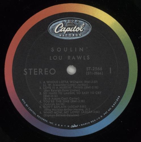 Lou Rawls Soulin' vinyl LP album (LP record) US LRWLPSO765634