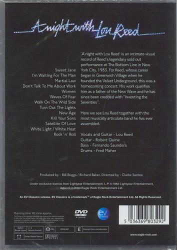 Lou Reed A Night With Lou Reed - Sealed DVD UK LOUDDAN807116