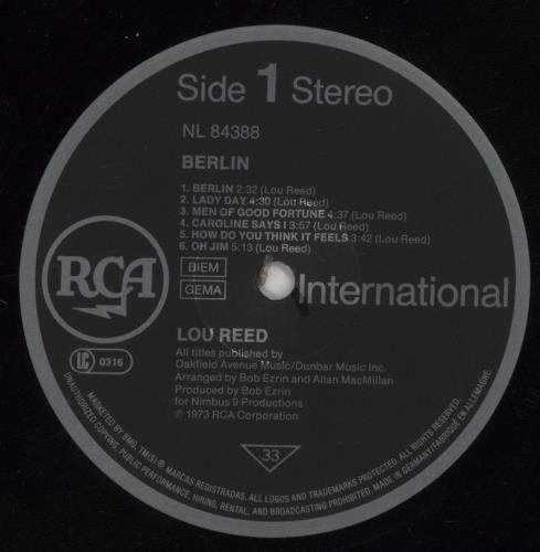 Lou Reed Berlin vinyl LP album (LP record) German LOULPBE291074