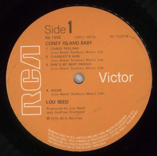 Lou Reed Coney Island Baby - VG vinyl LP album (LP record) UK LOULPCO871569