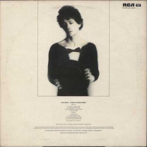 Lou Reed Coney Island Baby - VG vinyl LP album (LP record) UK LOULPCO871569