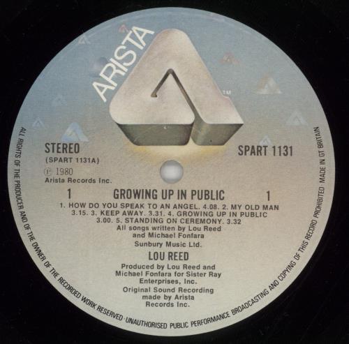 Lou Reed Growing Up In Public vinyl LP album (LP record) UK LOULPGR308327