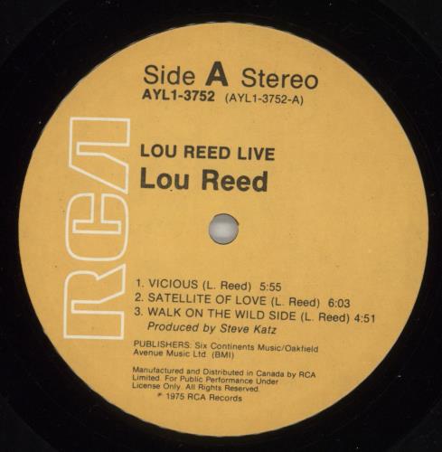 Lou Reed Lou Reed Live vinyl LP album (LP record) Canadian LOULPLO864370