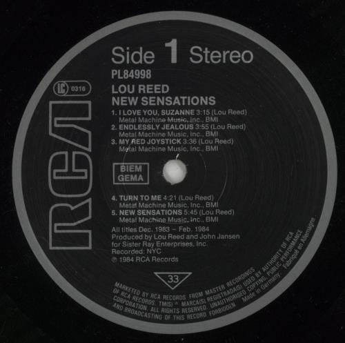 Lou Reed New Sensations - VG vinyl LP album (LP record) German LOULPNE871576