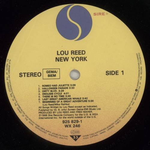 Lou Reed New York + Insert - EX vinyl LP album (LP record) UK LOULPNE707768