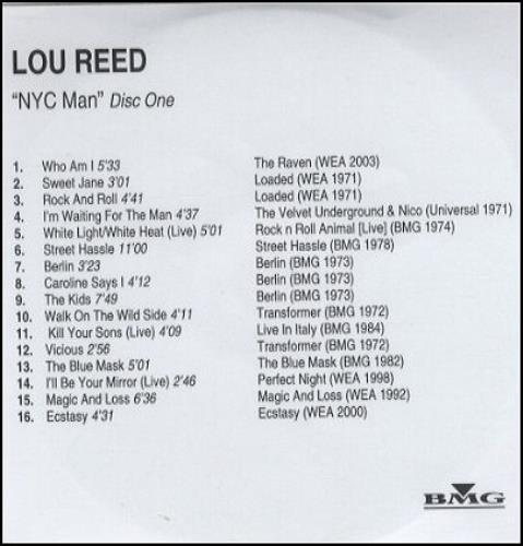 Lou Reed NYC Man CD-R acetate UK LOUCRNY247880