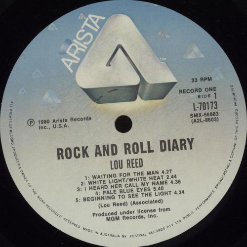 Lou Reed Rock And Roll Diary 1967-1980 2-LP vinyl record set (Double LP Album) Australian LOU2LRO670875