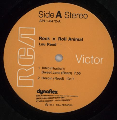 Lou Reed Rock N Roll Animal vinyl LP album (LP record) US LOULPRO336874