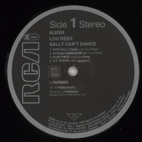 Lou Reed Sally Can't Dance vinyl LP album (LP record) German LOULPSA740371