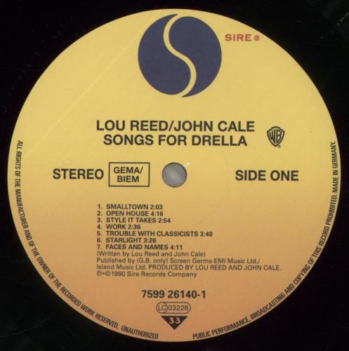 Lou Reed Songs For Drella - 180g vinyl LP album (LP record) UK LOULPSO860802