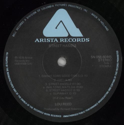 Lou Reed Street Hassle vinyl LP album (LP record) Dutch LOULPST859376