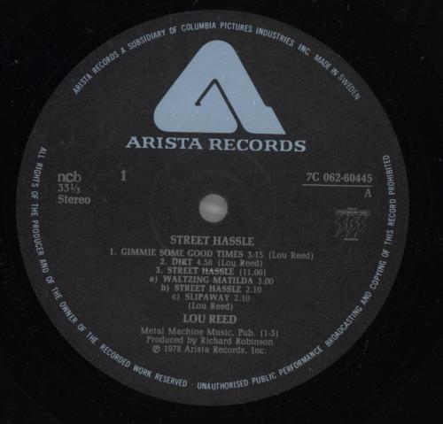 Lou Reed Street Hassle vinyl LP album (LP record) Swedish LOULPST887965