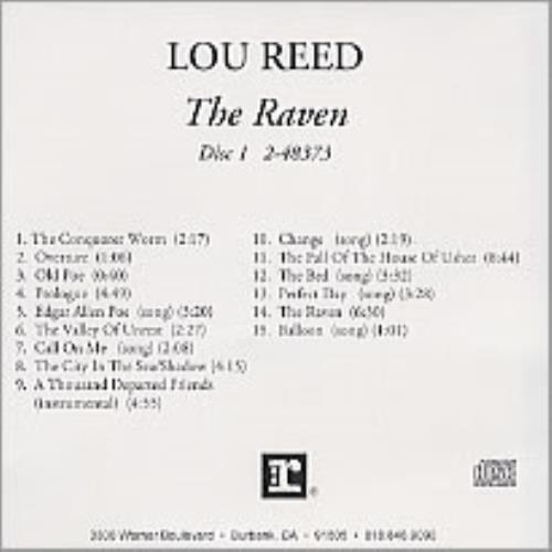 Lou Reed The Raven CD-R acetate US LOUCRTH232288
