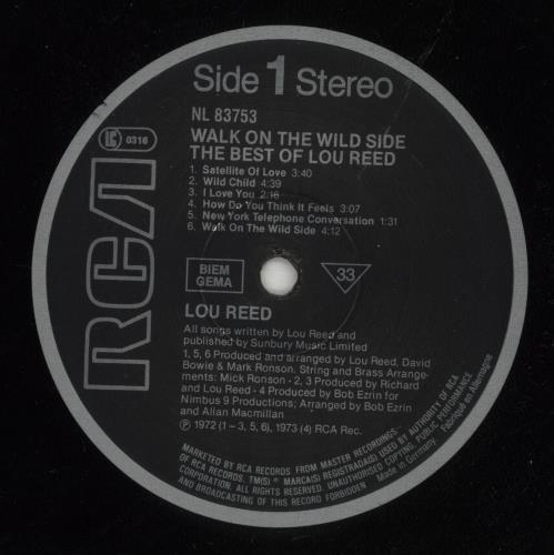 Lou Reed Walk On The Wild Side - The Best Of Lou Reed vinyl LP album (LP record) German LOULPWA280206