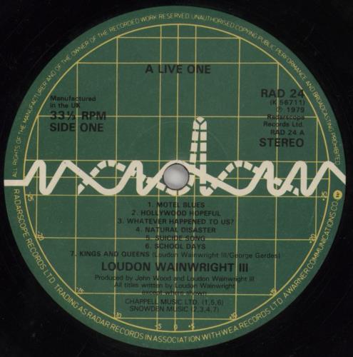 Loudon Wainwright III A Live One vinyl LP album (LP record) UK LWWLPAL534556
