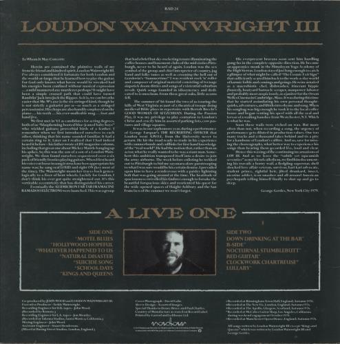 Loudon Wainwright III A Live One vinyl LP album (LP record) UK LWWLPAL534556