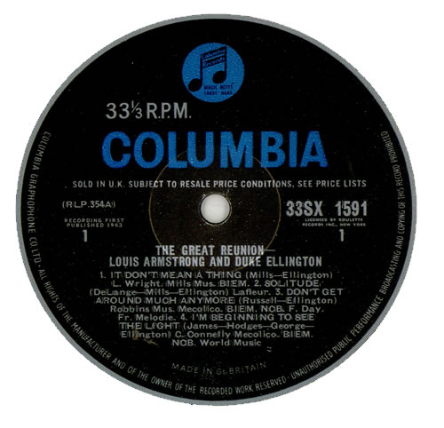 Louis Armstrong & Duke Ellington The Great Reunion - Factory Sample vinyl LP album (LP record) UK L84LPTH456048