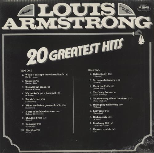 Louis Armstrong 20 Greatest Hits vinyl LP album (LP record) Italian LOALPGR879795