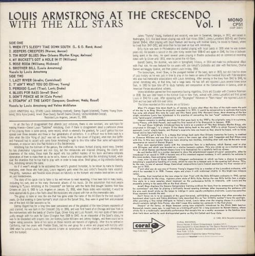 Louis Armstrong At The Crescendo Volume 1 vinyl LP album (LP record) UK LOALPAT457992