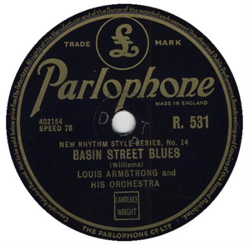 Louis Armstrong Basin Street Blues 78rpm shellac record UK LOA78BA396891