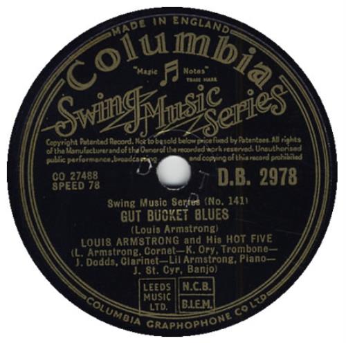 Louis Armstrong Gut Bucket Blues 78rpm shellac record UK LOA78GU396507
