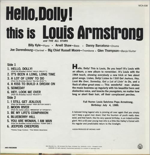 Louis Armstrong Hello, Dolly! vinyl LP album (LP record) US LOALPHE433174