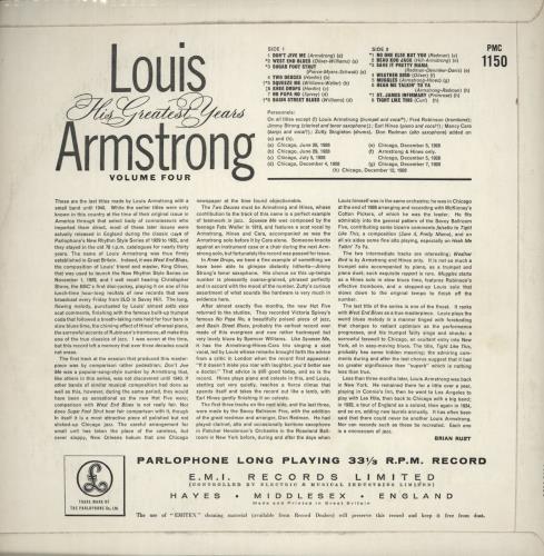 Louis Armstrong His Greatest Years - Volume 4 vinyl LP album (LP record) UK LOALPHI882373