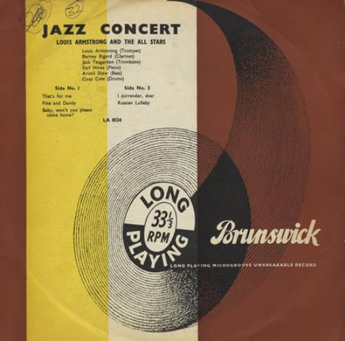 Louis Armstrong Jazz Concert 10" vinyl single (10 inch record) UK LOA10JA394690