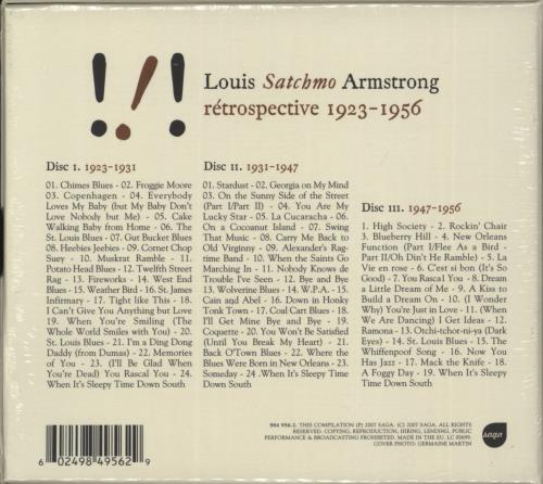 Louis Armstrong Retrospective 1923-1956 - Sealed 3-CD album set (Triple CD) French LOA3CRE864958